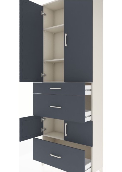 Arges Dolap 4 Raflı 3 Çekmeceli 4 Kapaklı 88X30X243 Aytaşı-Antrasit indirimleri