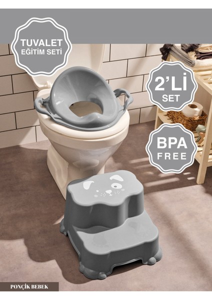 Çocuklar Için Eğlenceli Tuvalet Eğitim Seti, Kaydırmaz Basamak ve Kulplu Adaptör fiyatları