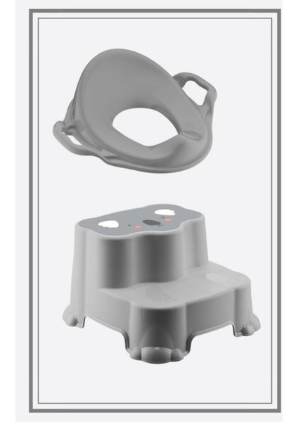 Çocuklar Için Eğlenceli Tuvalet Eğitim Seti, Kaydırmaz Basamak ve Kulplu Adaptör modelleri