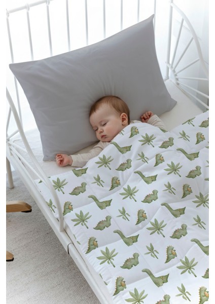 Organik Baskılı Bebek (100X150 Cm) Yorgan Seti - Iconic Serisi - Yeşil Dinazorlar fiyatları