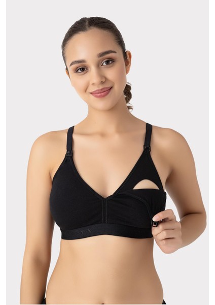 Çıkarılabilir Pedli Emzirme Sütyeni 3'lü Beyaz Siyah Ten Pamuklu Göğüs Ucu Belli Etmez fırsatları