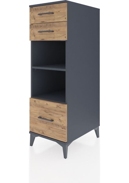 Kronos Dolap 2 Raflı 3 Çekmeceli 44X59X134 Antrasit-Çam modelleri
