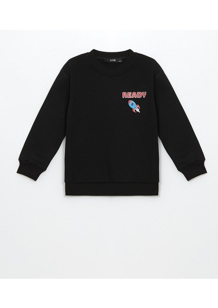 Yeni Sezon Bisiklet Yaka Baskılı Erkek Çocuk Sweatshirt