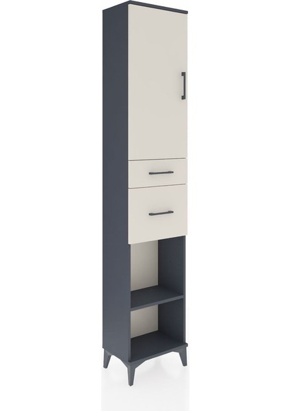 Arges Dolap 4 Raflı 2 Çekmeceli Tek Kapaklı 44X30X221 Antrasit-Aytaşı fiyatları