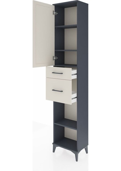 Arges Dolap 4 Raflı 2 Çekmeceli Tek Kapaklı 44X30X221 Antrasit-Aytaşı fırsatları