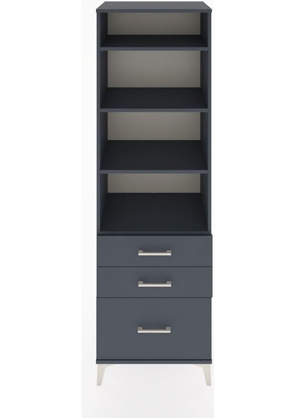 Hyperion Dolap 4 Raflı 3 Çekmeceli 60X44X195 Antrasit-Antrasit