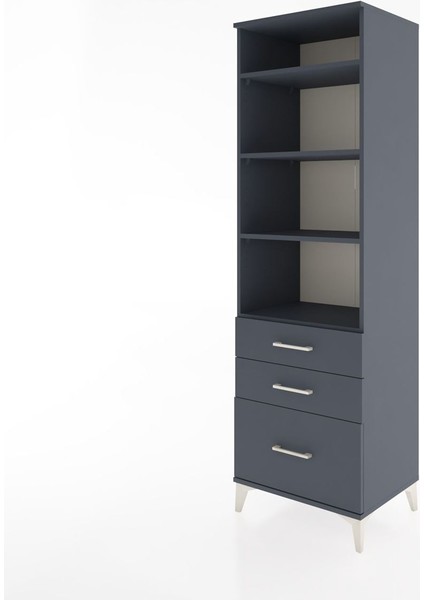 Hyperion Dolap 4 Raflı 3 Çekmeceli 60X44X195 Antrasit-Antrasit modelleri