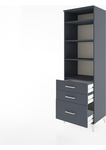 Hyperion Dolap 4 Raflı 3 Çekmeceli 60X44X195 Antrasit-Antrasit fırsatları