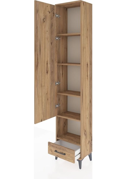 Arges Dolap 5 Raflı Tek Çekmeceli Tek Kapaklı 44X30X221 Çam-Çam fırsatları