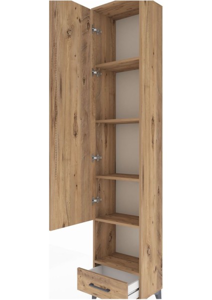 Arges Dolap 5 Raflı Tek Çekmeceli Tek Kapaklı 44X30X221 Çam-Çam indirimleri