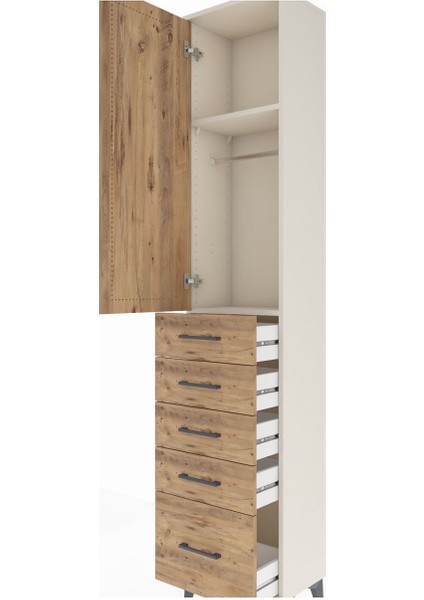 Arges Dolap 2 Raflı 5 Çekmeceli Tek Askılı 44X30X221 Aytaşı-Çam indirimleri