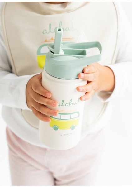 Kedi Figürlü Yeşil Paslanmaz Çelik Pipetli Termos Suluk 500 ml fiyatları