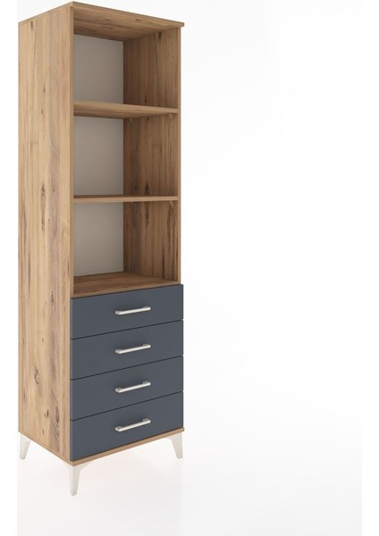 Hyperion Dolap 3 Raflı 4 Çekmeceli 60X44X195 Çam-Antrasit fiyatları