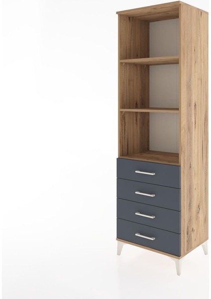 Hyperion Dolap 3 Raflı 4 Çekmeceli 60X44X195 Çam-Antrasit modelleri