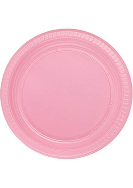 Pembe Renginde 22'cm 25'li Parlak Tabak Renkli Dayanıklı Plastik Doğum Günü Parti Tabağı