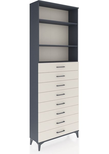 Arges Dolap 3 Raflı 8 Çekmeceli 88X30X243 Antrasit-Aytaşı fiyatları