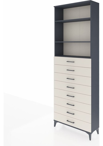 Arges Dolap 3 Raflı 8 Çekmeceli 88X30X243 Antrasit-Aytaşı modelleri