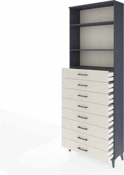 Arges Dolap 3 Raflı 8 Çekmeceli 88X30X243 Antrasit-Aytaşı fırsatları