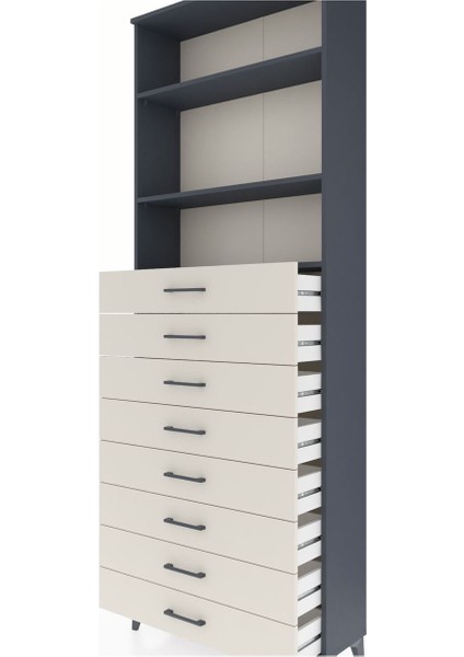 Arges Dolap 3 Raflı 8 Çekmeceli 88X30X243 Antrasit-Aytaşı indirimleri