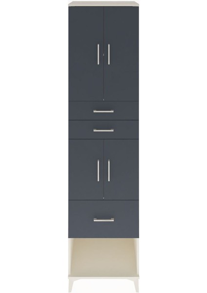 Hyperion Dolap 3 Raflı 3 Çekmeceli 4 Kapaklı 60X44X243 Aytaşı-Antrasit