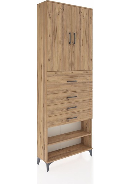 Arges Dolap 4 Raflı 4 Çekmeceli 2 Kapaklı 88X30X243 Çam-Çam fiyatları