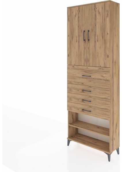 Arges Dolap 4 Raflı 4 Çekmeceli 2 Kapaklı 88X30X243 Çam-Çam modelleri