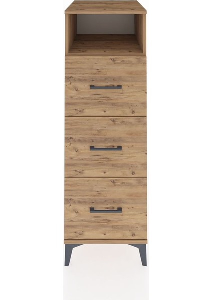 Kronos Dolap Tek Raflı 3 Çekmeceli 44X59X134 Çam-Çam