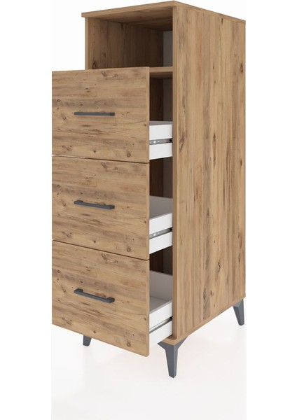 Kronos Dolap Tek Raflı 3 Çekmeceli 44X59X134 Çam-Çam fırsatları
