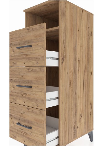 Kronos Dolap Tek Raflı 3 Çekmeceli 44X59X134 Çam-Çam indirimleri
