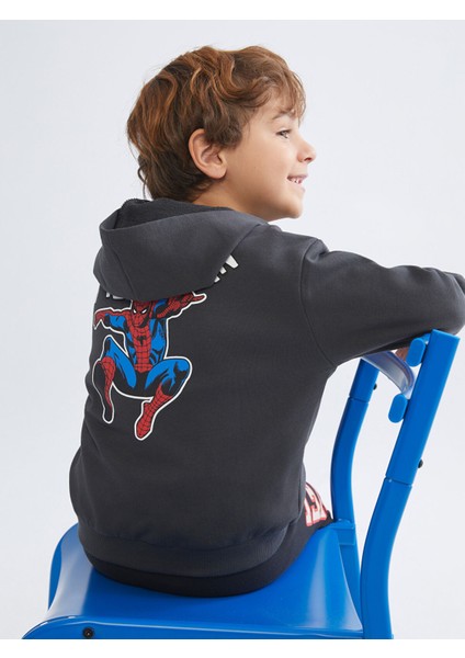 Yeni Sezon Spider-Man Baskılı Erkek Çocuk Fermuarlı Sweatshirt
