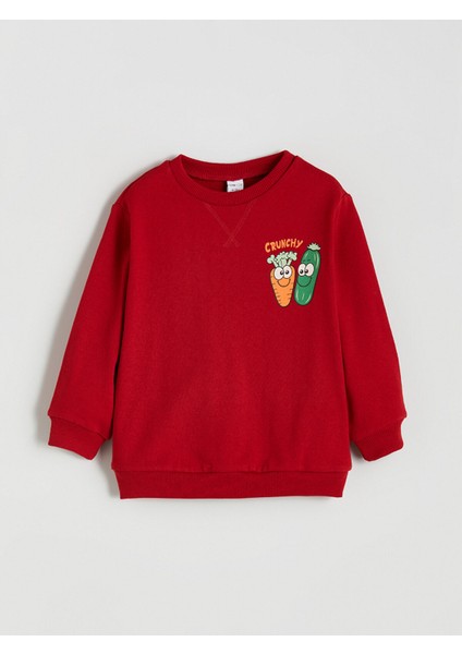 Yeni Sezon Bisiklet Yaka Baskılı Erkek Çocuk Sweatshirt