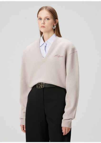 Boxy Fit Gri Yün Kazak