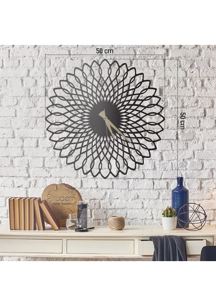 Rıng - 50X50 cm Metal Duvar Saati - Metal Sanatları