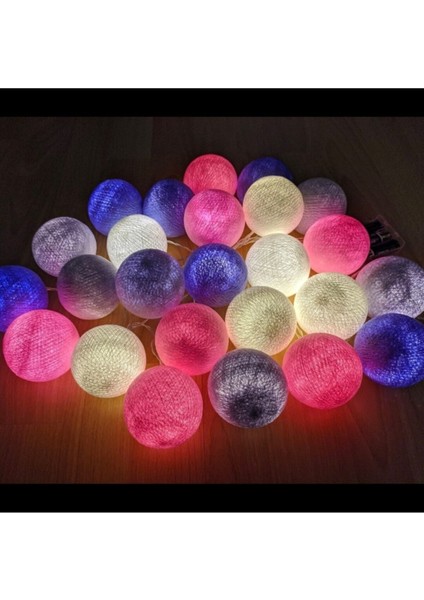 Renkli Montessori Işıklı Top Seti 25'li, 3.5 Metre, Şeker Pembe, Mor, Açık Gri, Beyaz