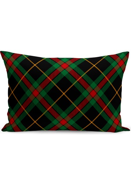 Yılbaşı Ekose Serisi Çift Tarafı Dijital Baskılı Kırlent Kılıfı (Christmas Noel Cushion Cover)
