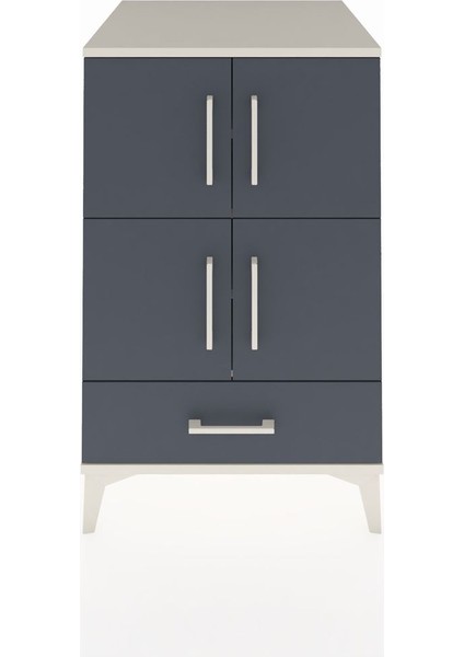 Kronos Komodin 4 Raflı Tek Çekmeceli 4 Kapaklı 60X59X96 Aytaşı-Antrasit