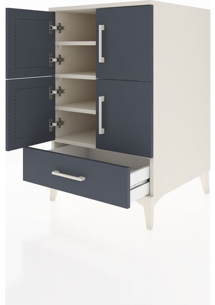 Kronos Komodin 4 Raflı Tek Çekmeceli 4 Kapaklı 60X59X96 Aytaşı-Antrasit fırsatları