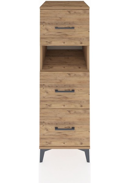 Kronos Dolap Tek Raflı 3 Çekmeceli 44X59X134 Çam-Çam