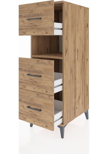 Kronos Dolap Tek Raflı 3 Çekmeceli 44X59X134 Çam-Çam fırsatları