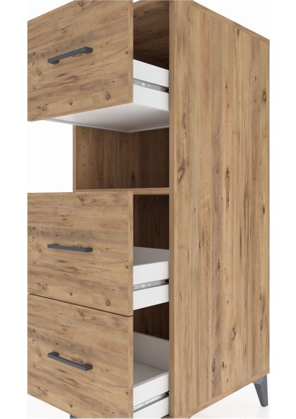 Kronos Dolap Tek Raflı 3 Çekmeceli 44X59X134 Çam-Çam indirimleri