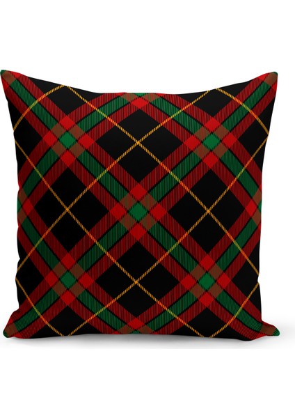 Yılbaşı Ekose Serisi Çift Tarafı Dijital Baskılı Kırlent Kılıfı (Christmas Noel Cushion Cover)