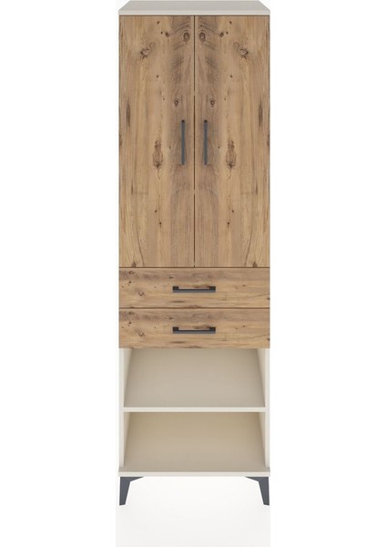 Hyperion Dolap 4 Raflı 2 Çekmeceli 2 Kapaklı 60X44X195 Aytaşı-Çam