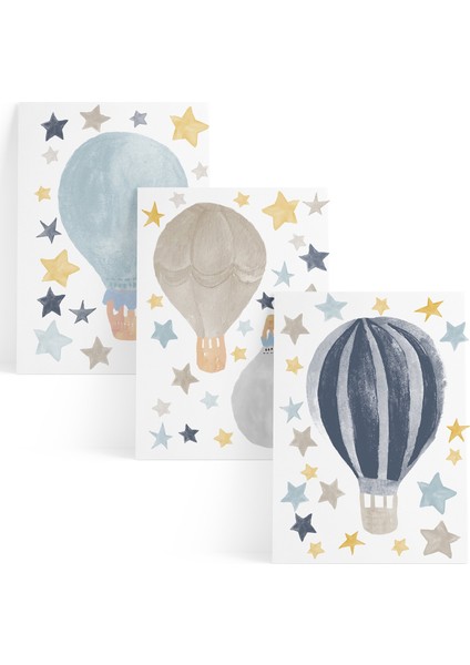 Suluboya Balon ve Yıldız Duvar Stickerı