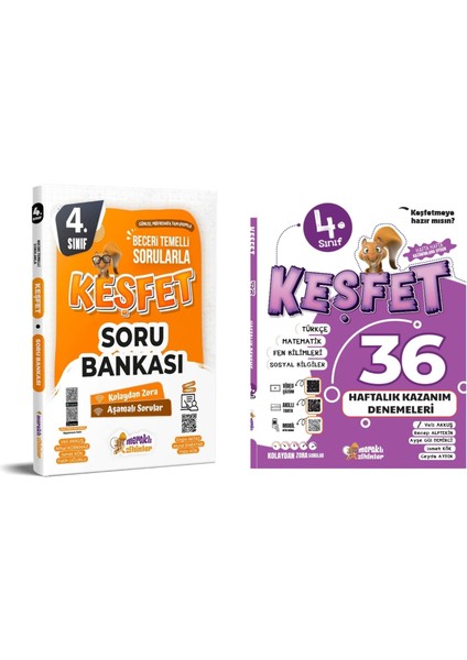 4.sınıf Tüm Dersler Soru Bankası+4.sınıf 36 Haftalık Kazanım Denemesi (2'li Set)