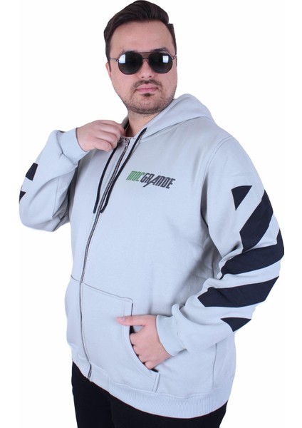 Mocgrande Büyük Beden Kapüşonlu Fermuarlı 3ip Sweat Mg 25718 Grı modelleri