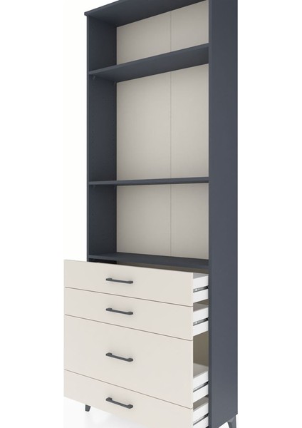 Arges Dolap 3 Raflı 4 Çekmeceli 88X30X243 Antrasit-Aytaşı indirimleri