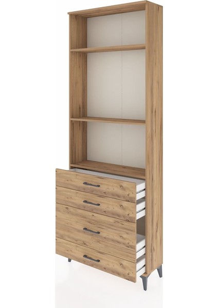 Arges Dolap 3 Raflı 4 Çekmeceli 88X30X243 Çam-Çam fırsatları