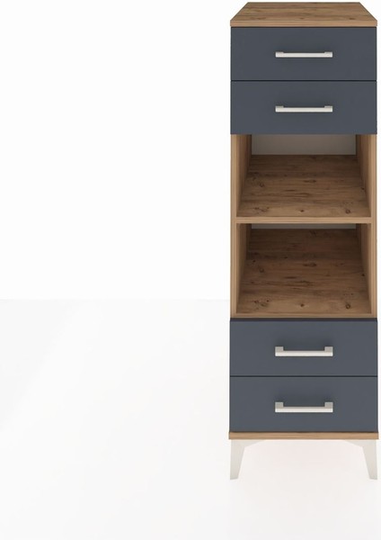 Kronos Dolap 2 Raflı 4 Çekmeceli 44X59X134 Çam-Antrasit