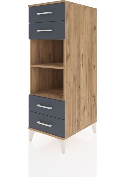 Kronos Dolap 2 Raflı 4 Çekmeceli 44X59X134 Çam-Antrasit modelleri