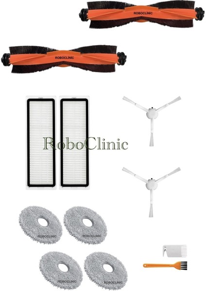 Xiaomi Robot Vacuum X10+ (Plus) / X20+ (Plus) Robot Süpürge Uyumlu Yedek Fırça, Hepa Filtre, Mop - 12 Parça